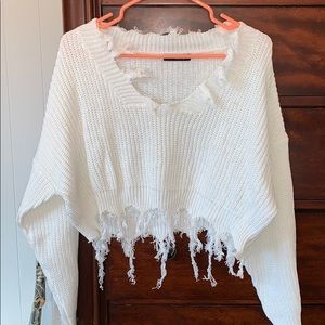 White cropped sweater